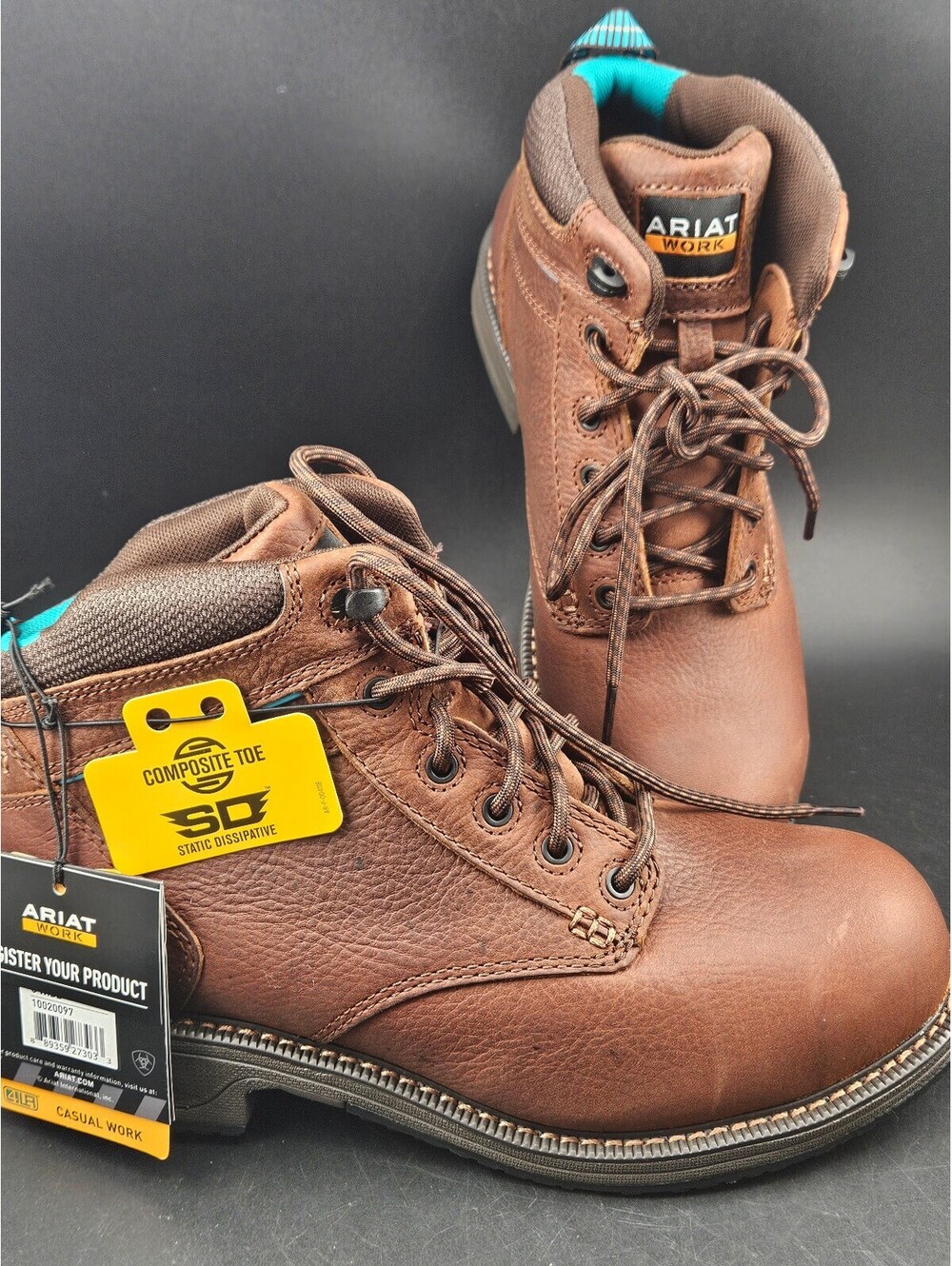 Ariat Women's 9.5 Wide Composite Toe Work Boots Nutty Brown New 10020097